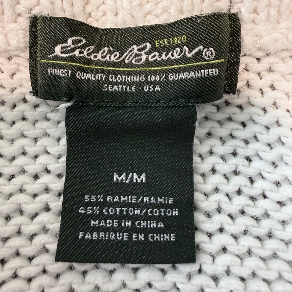 Eddie Bauer Cardigan Sweater Women M Cream White Shaker Knit Button Up Classic - Picture 2 of 11